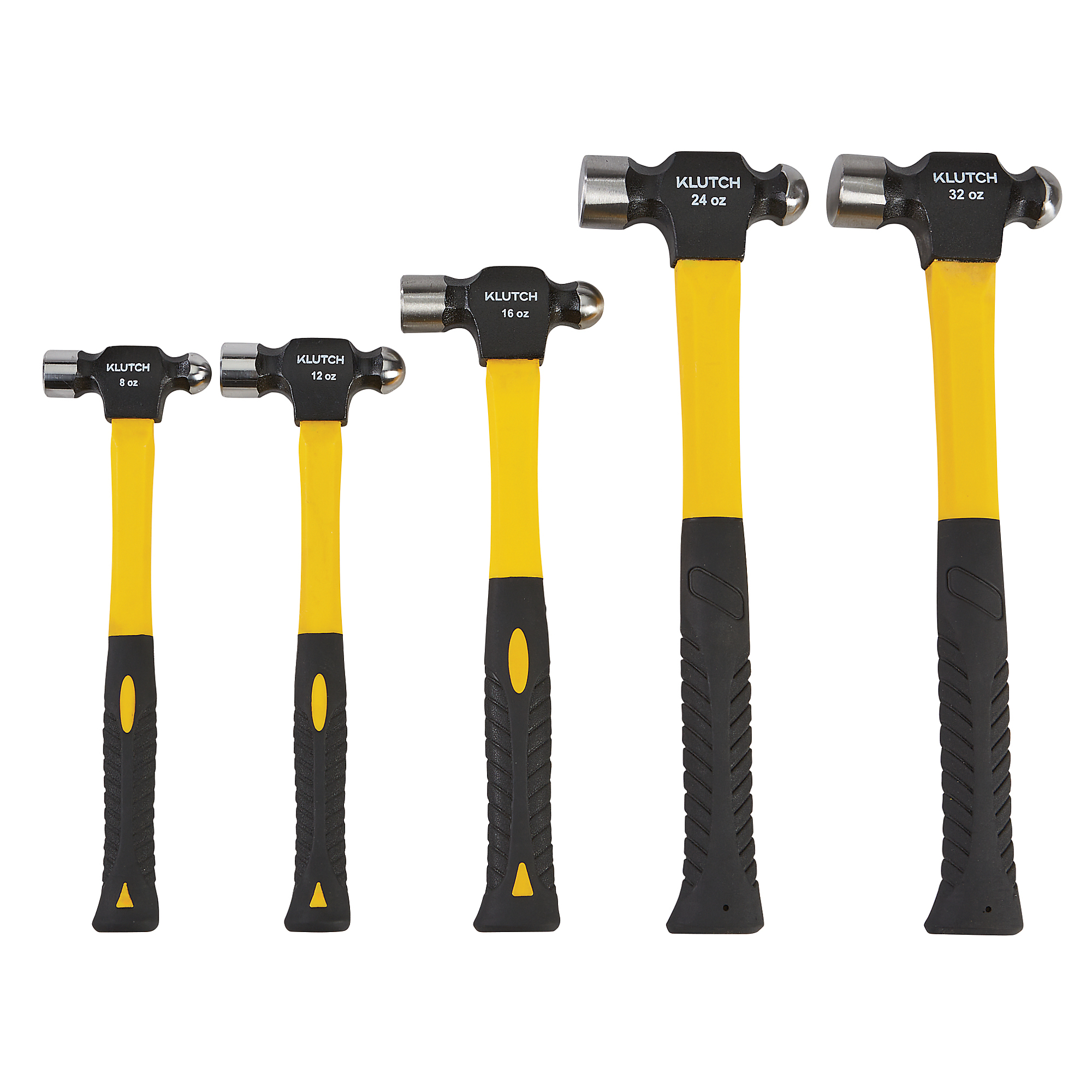 Klutch 5-Pc. Ball Peen Hammer Set, 8–32 Oz., 15in.L Handles